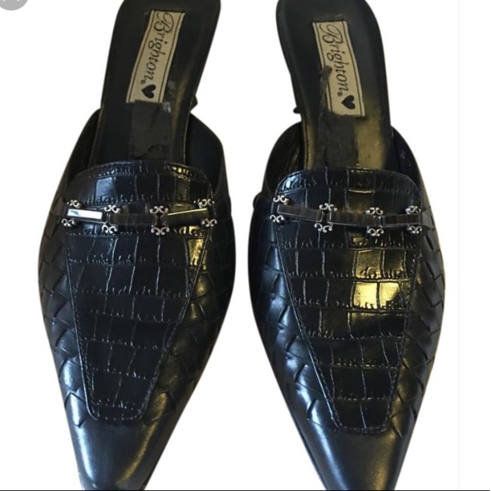 Brighton Pamela leather mule pointy toe shoe slide